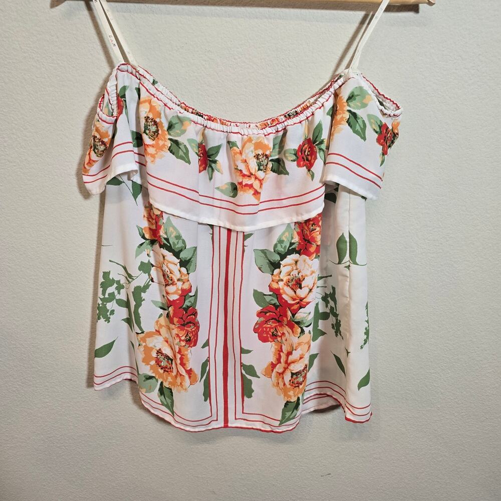 E & M Off The Shoulder Floral Blouse Sz L